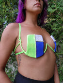 "Holographic Patchwork" Fantasy Wire Bra - "ALIEN" Colorway