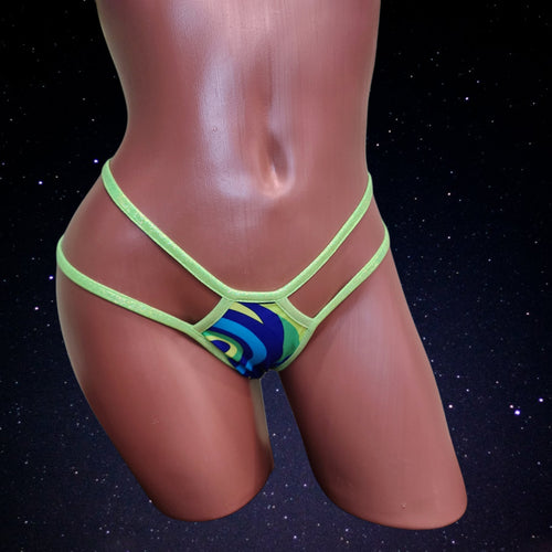 Double Strap Sporty Thong - Neon Plumage