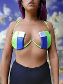 "Holographic Patchwork" Fantasy Wire Bra - "ALIEN" Colorway