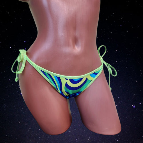 Side-Tie Cheeky Bikini Bottoms - Neon Plumage